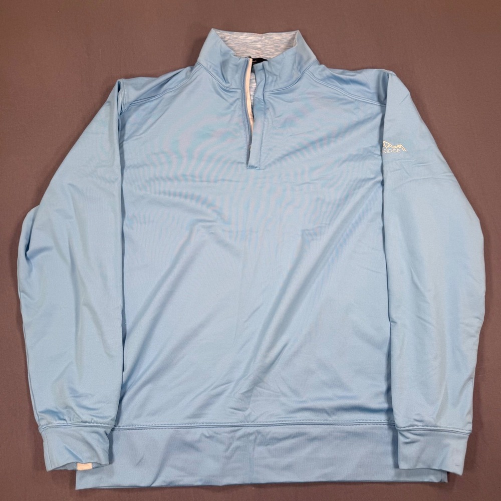 Bobby Jones Men's L Performance 1/4 Zip Golf Pullover Blue The Ridge Stretch